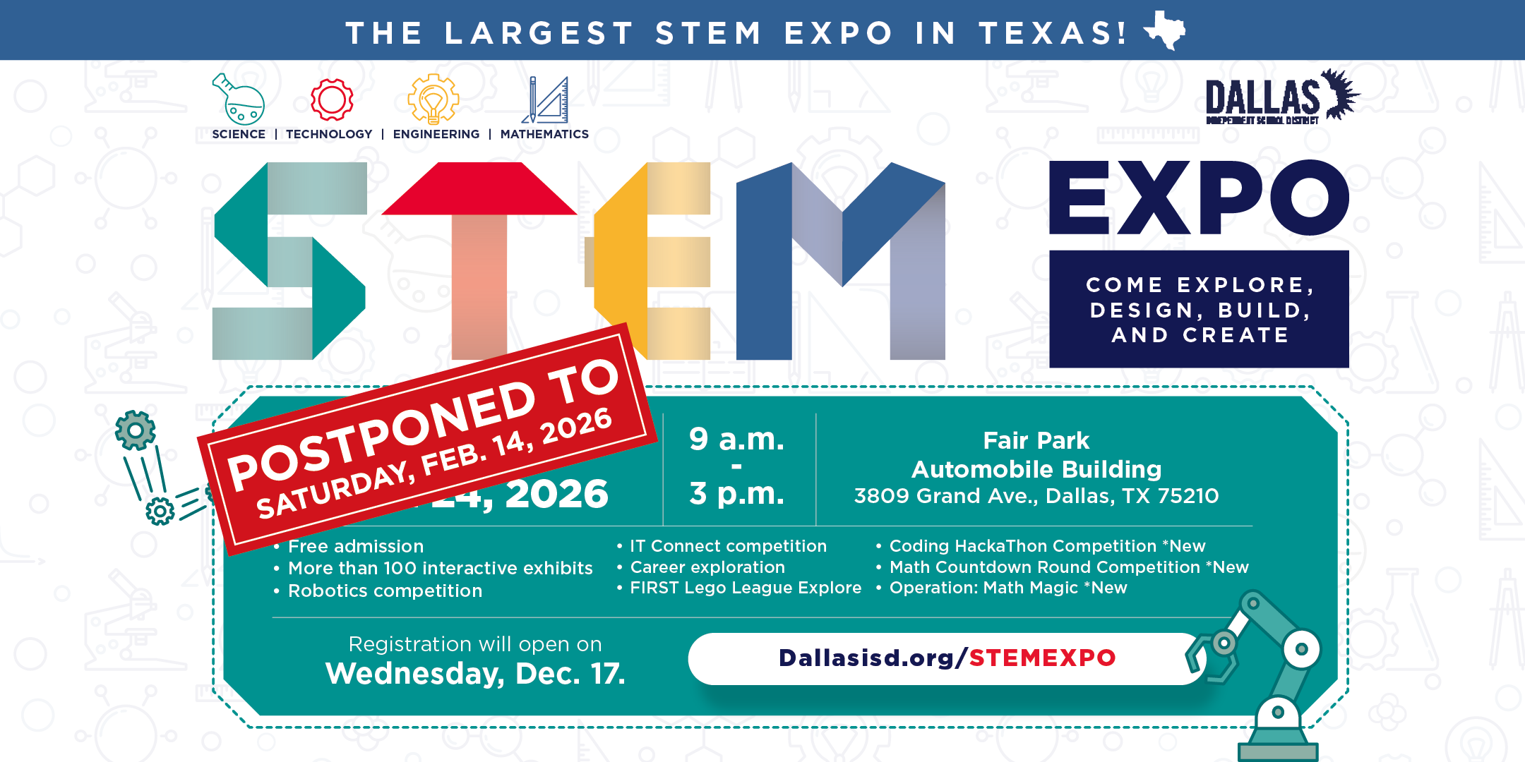 More Info for POSTPONED - 2026 Dallas ISD STEM EXPO